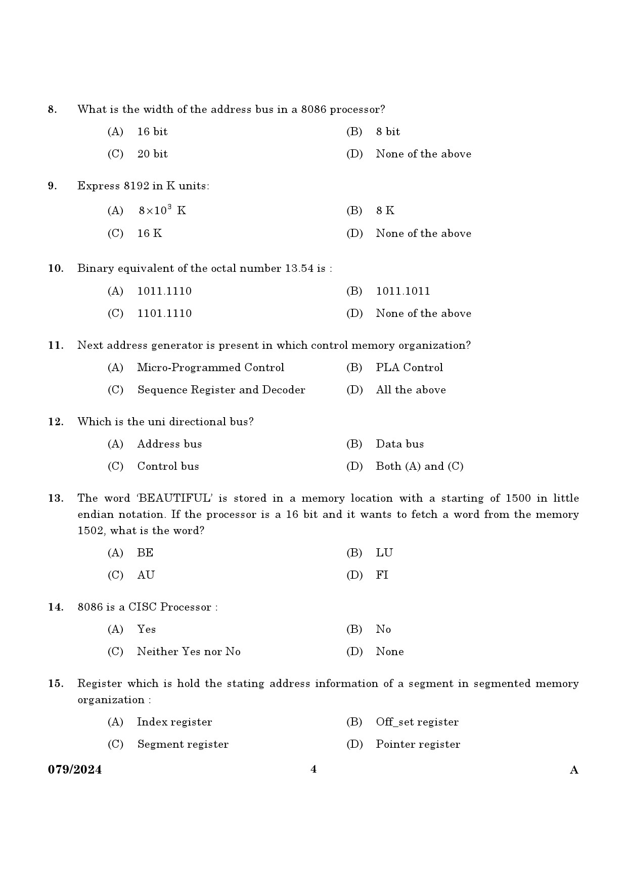 KPSC Lecturer in Information Technology Exam 2024 Code 0792024 2