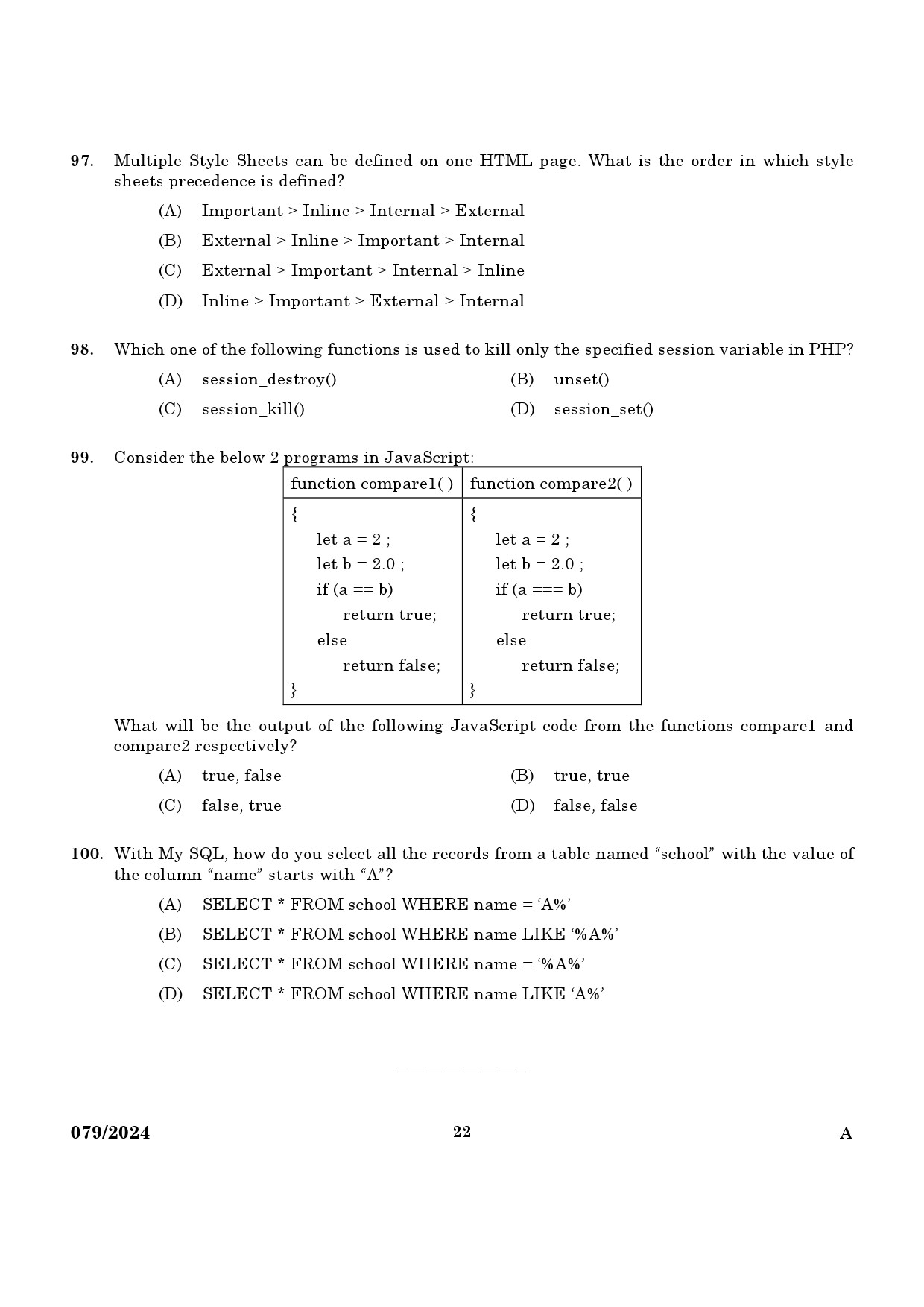 KPSC Lecturer in Information Technology Exam 2024 Code 0792024 20