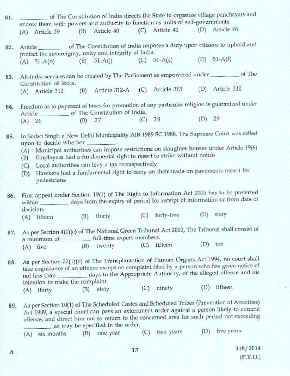 KPSC Lecturer in Malayalam Exam 2014 Code 1182014 11