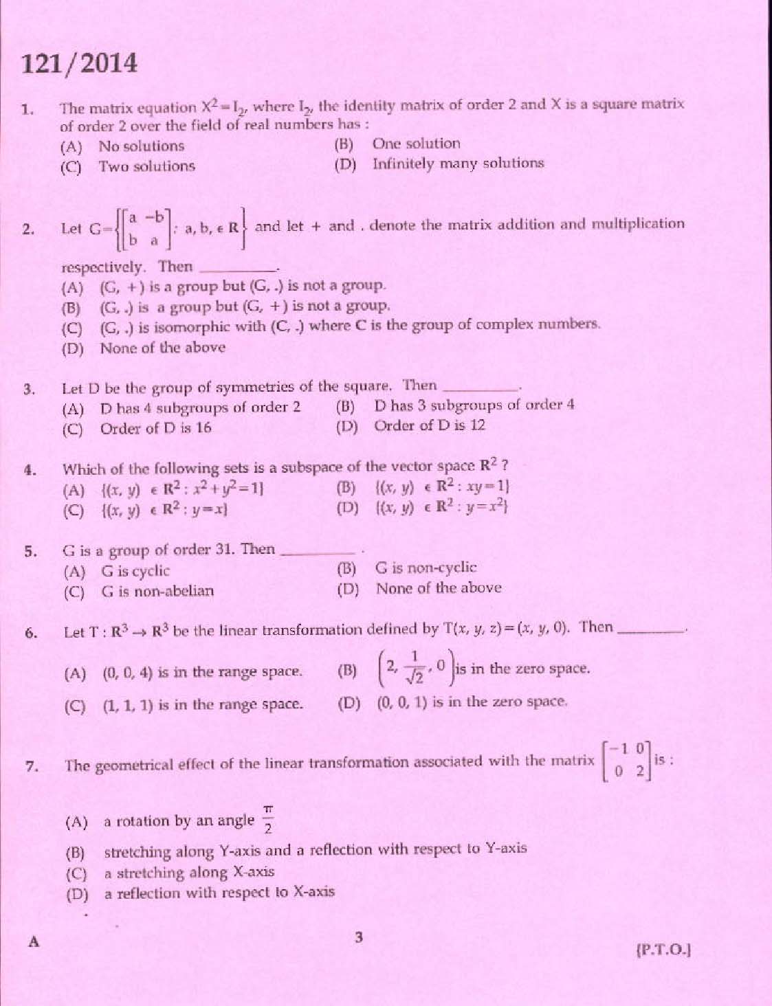 KPSC Lecturer in Mathematics Exam 2014 Code 1212014 1