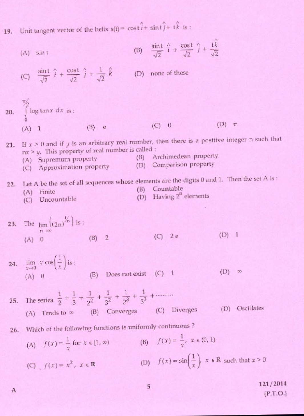 KPSC Lecturer in Mathematics Exam 2014 Code 1212014 3