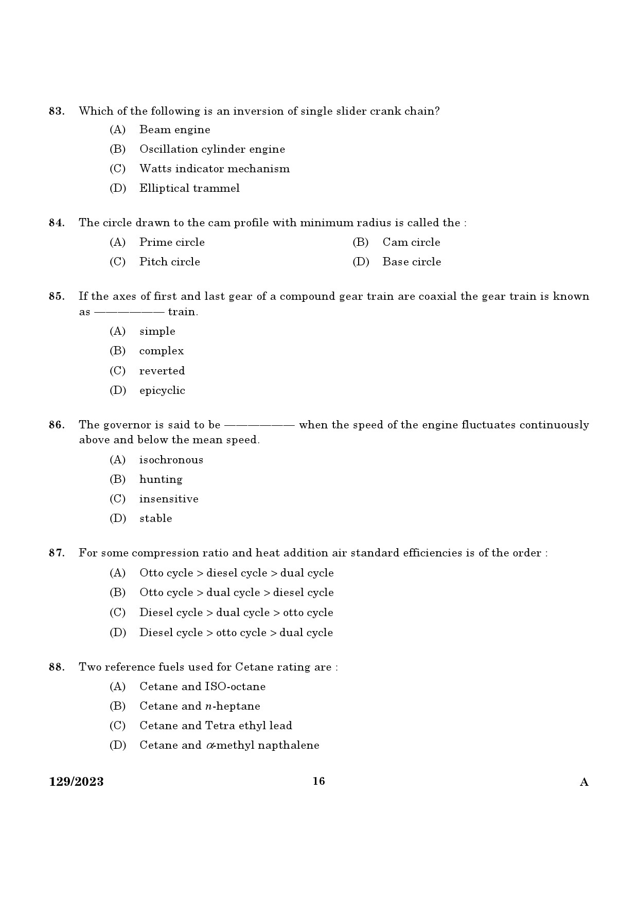 KPSC Lecturer in Mechanical Engineering Exam 2023 Code 1292023 14