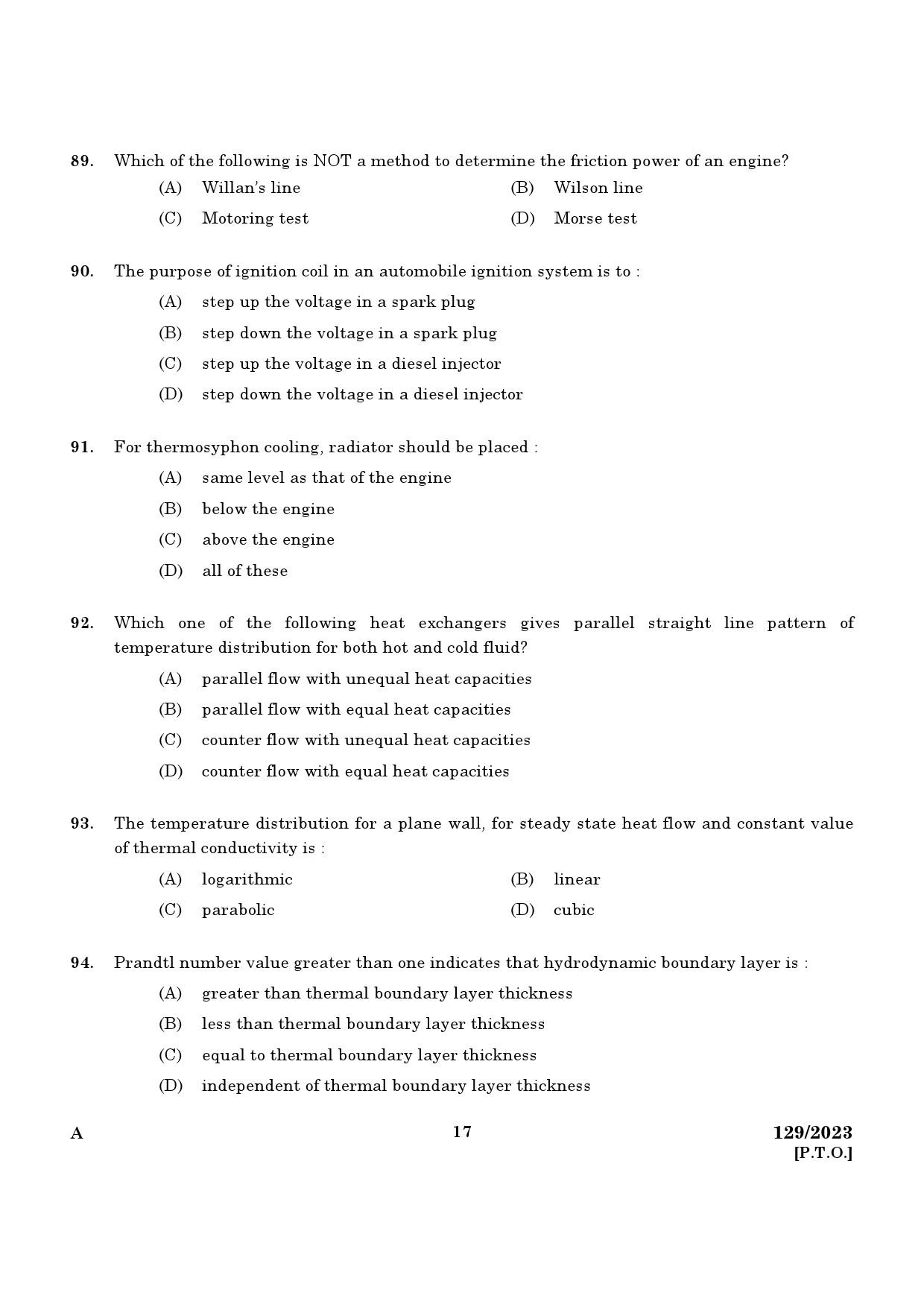 KPSC Lecturer in Mechanical Engineering Exam 2023 Code 1292023 15