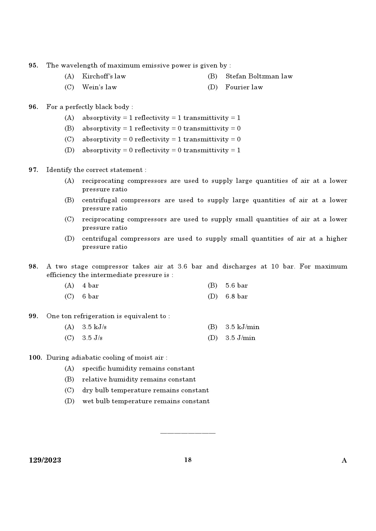 KPSC Lecturer in Mechanical Engineering Exam 2023 Code 1292023 16