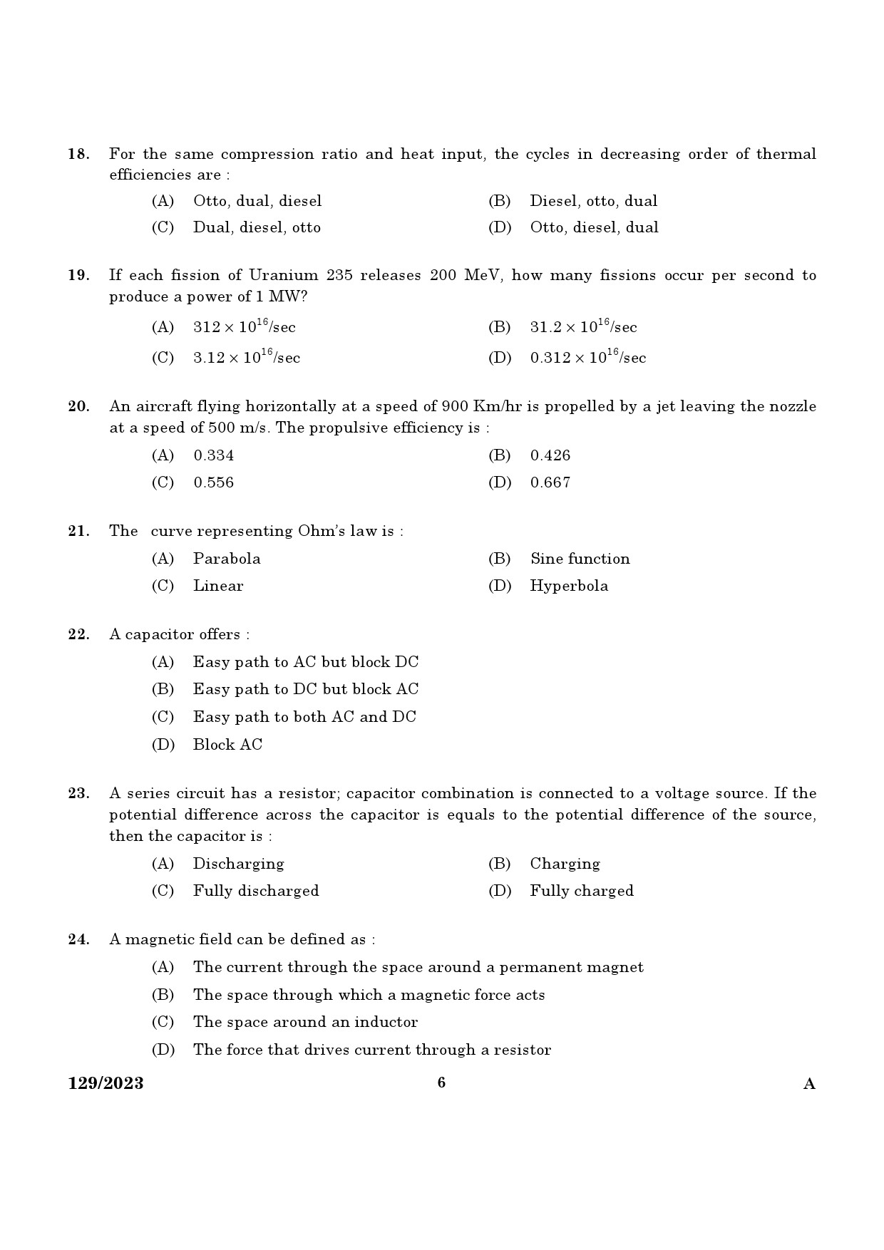 KPSC Lecturer in Mechanical Engineering Exam 2023 Code 1292023 4