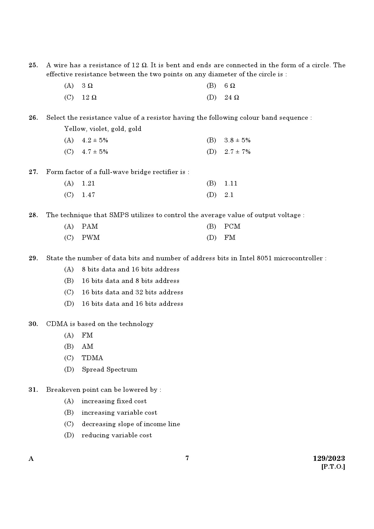 KPSC Lecturer in Mechanical Engineering Exam 2023 Code 1292023 5