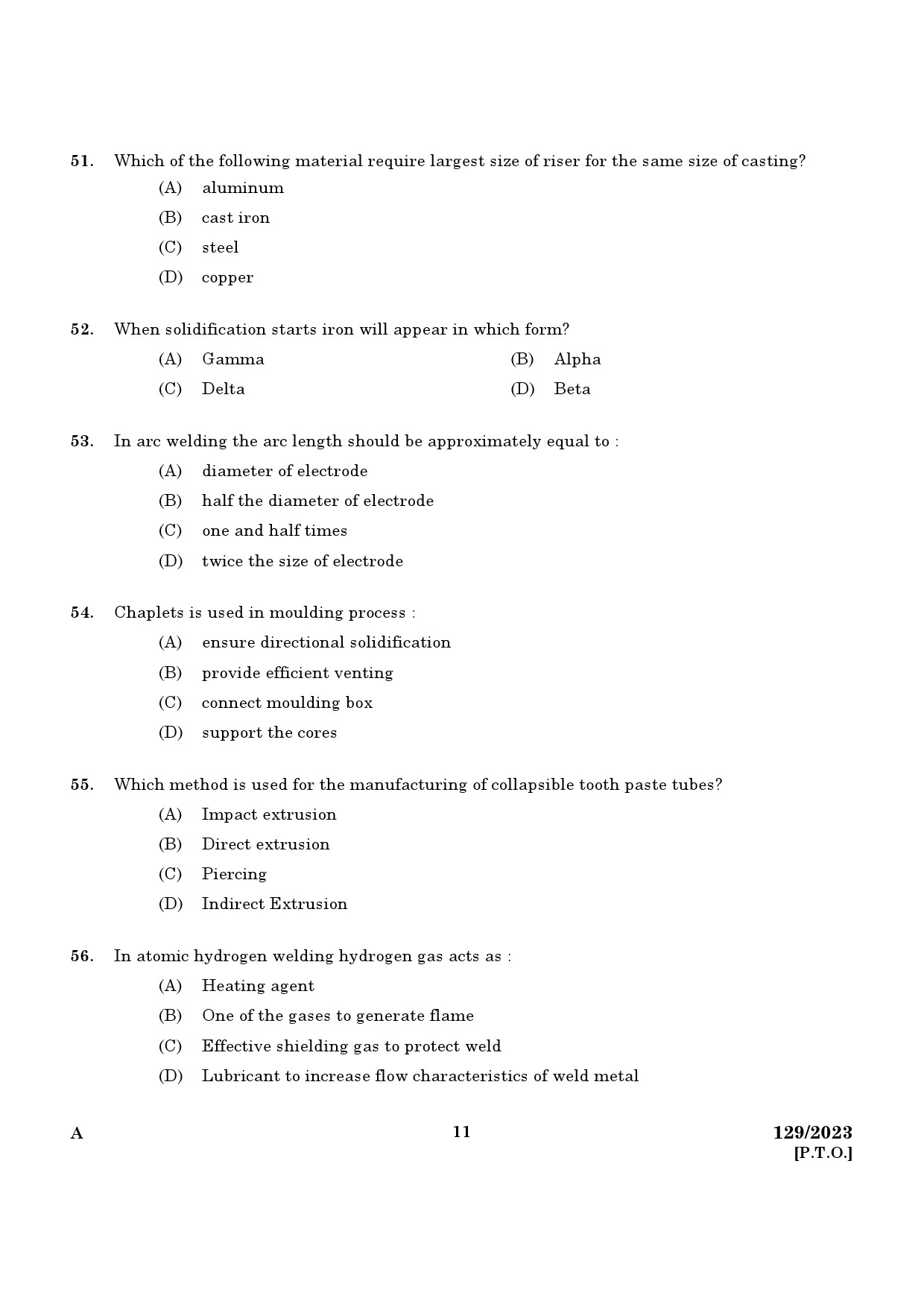 KPSC Lecturer in Mechanical Engineering Exam 2023 Code 1292023 9