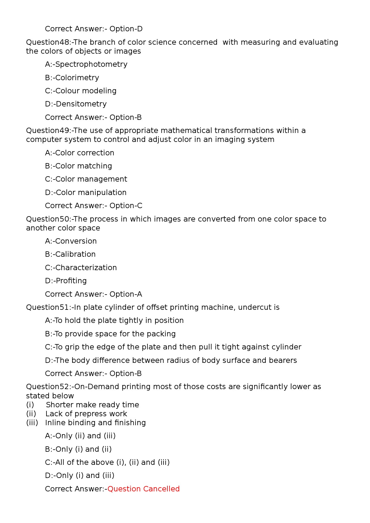 KPSC Lecturer in Printing Technology Exam 2023 Code 1152023OL 10