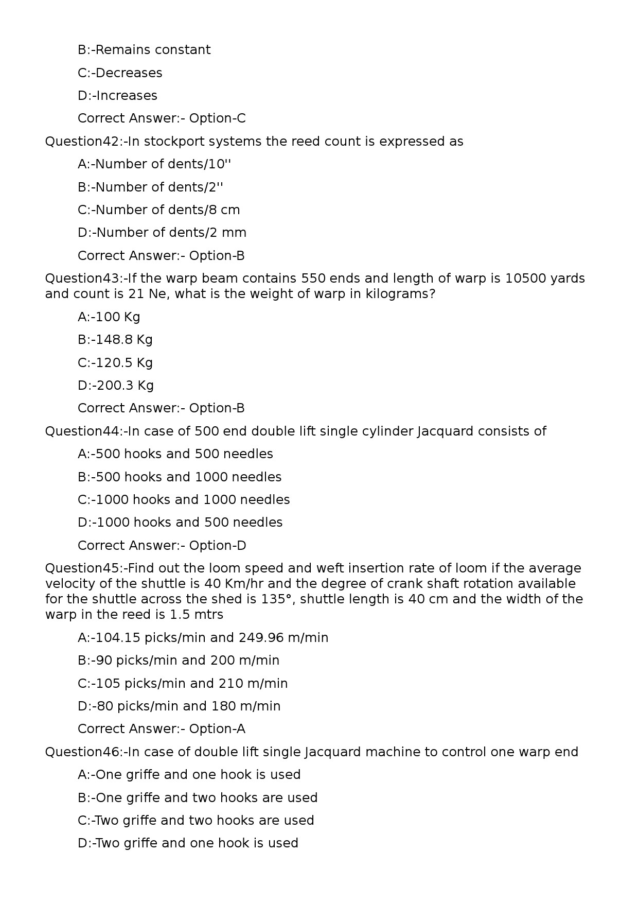 KPSC Lecturer in Textile Technology Exam 2024 Code 802024OL 10