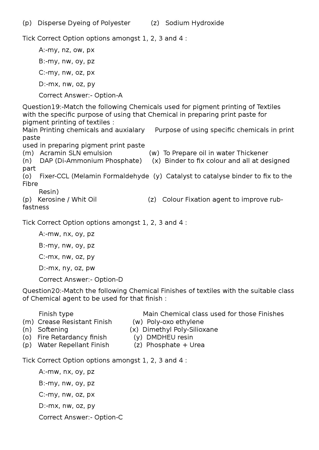 KPSC Lecturer in Textile Technology Exam 2024 Code 802024OL 5