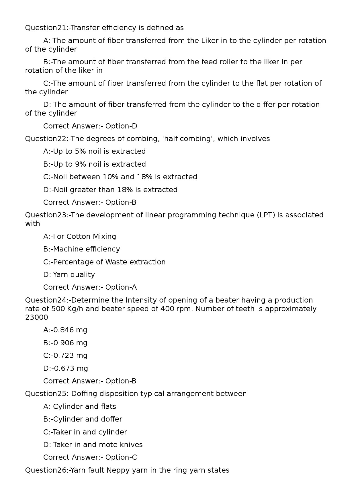 KPSC Lecturer in Textile Technology Exam 2024 Code 802024OL 6