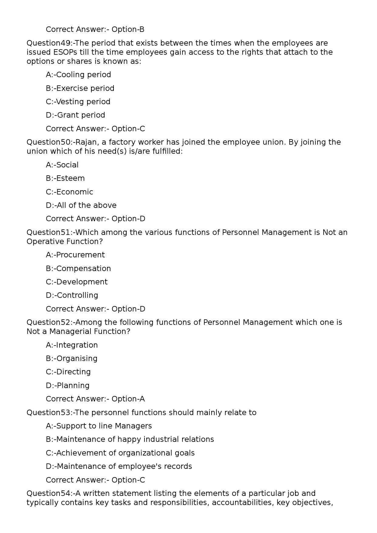 KPSC Deputy Manager Personnel and Administration Exam 2023 Code 802023OL 11