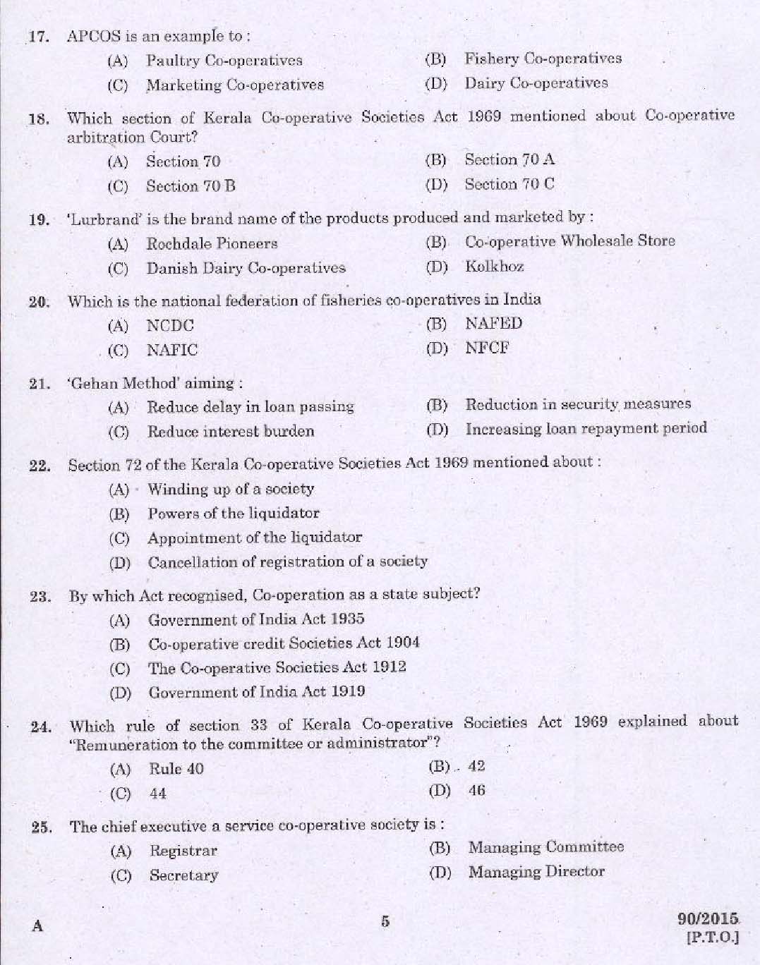 KPSC Manager Grade II Exam 2015 Code 902015 3