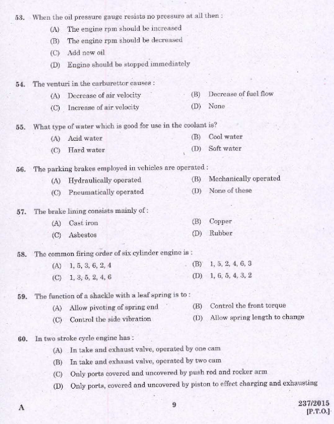 KPSC Mechanic Grade II Exam 2015 Code 2372015 7