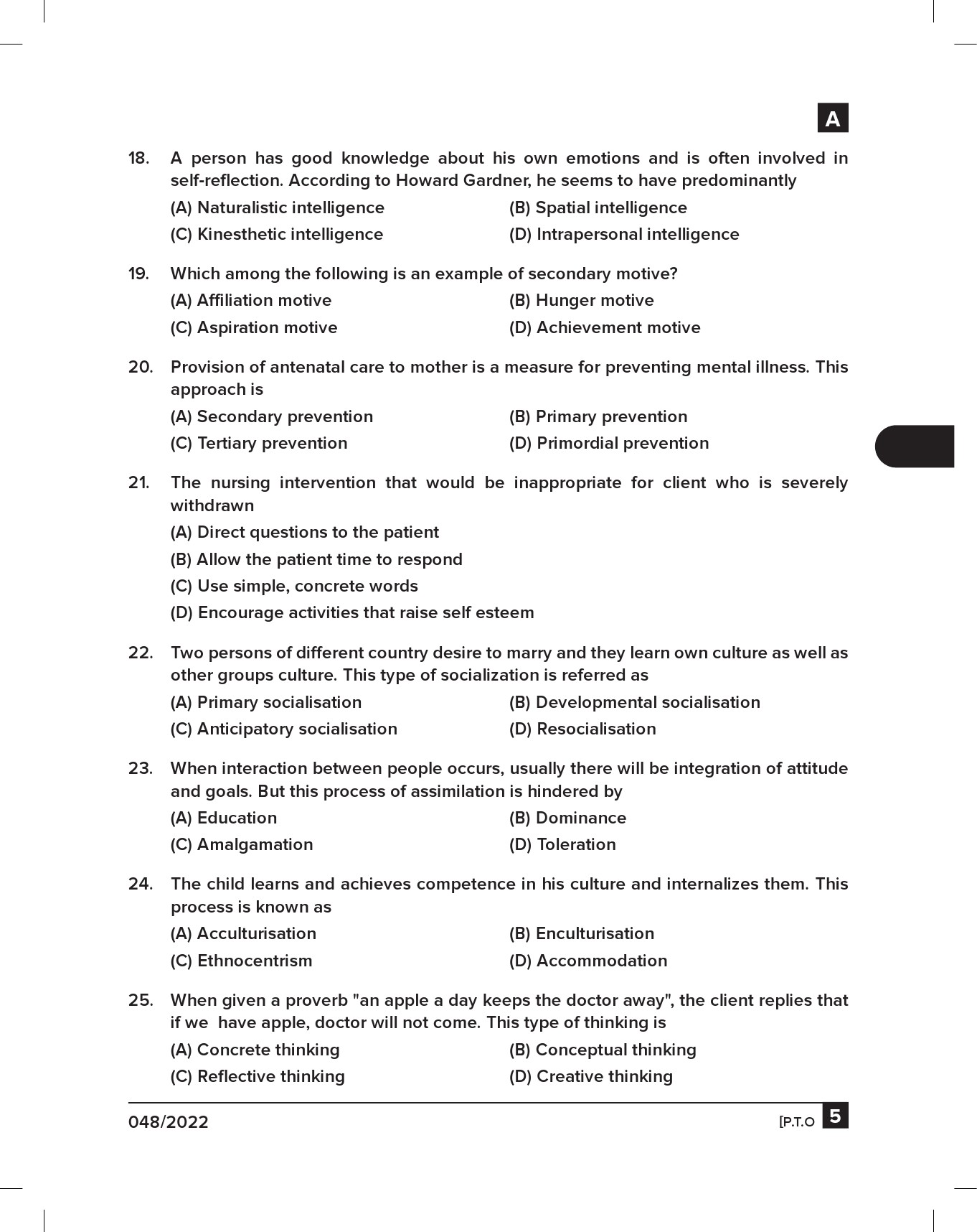 KPSC Nurse Grade II Homoeopathy Exam 2022 Code 0482022 4