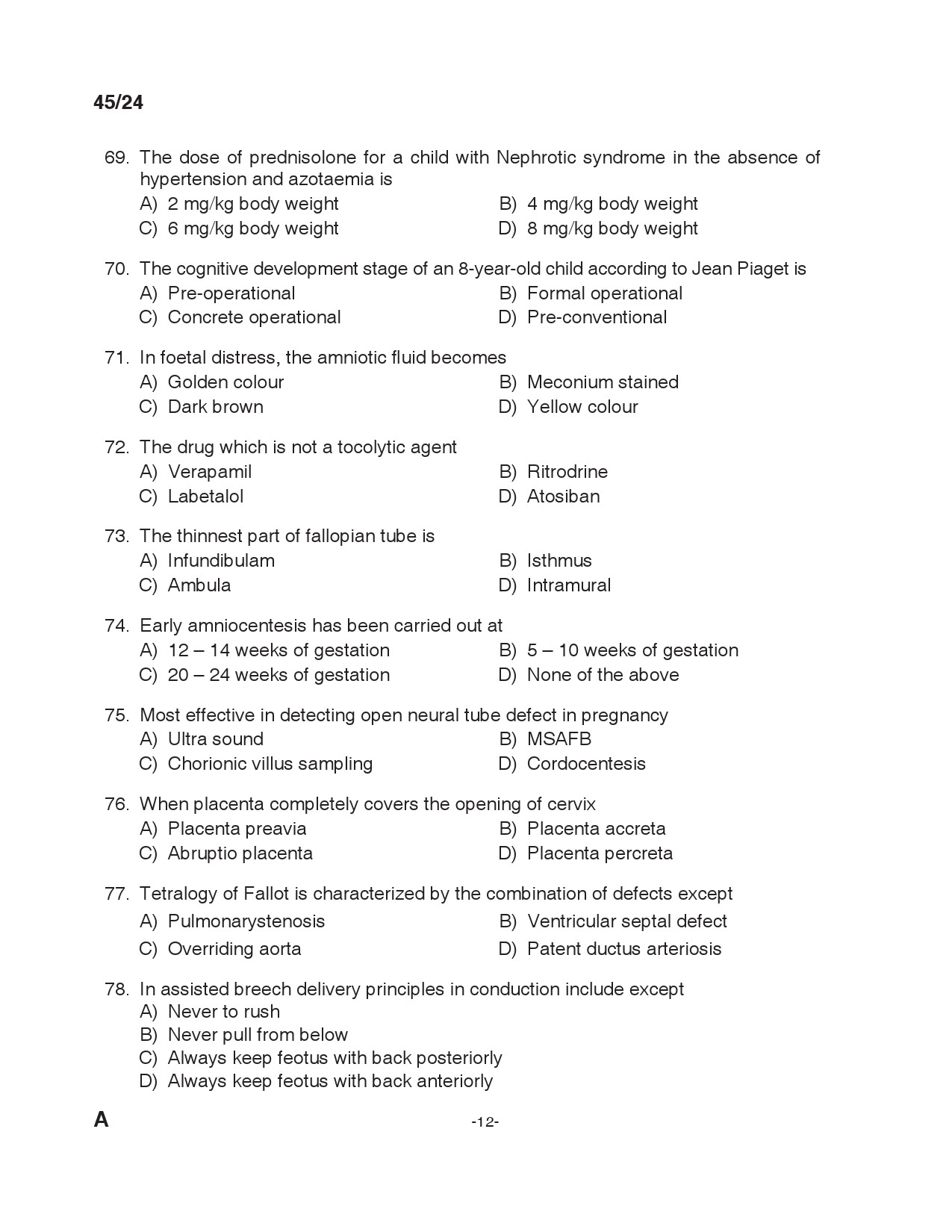 KPSC Staff Nurse Grade II Exam 2024 Code 0452024 11