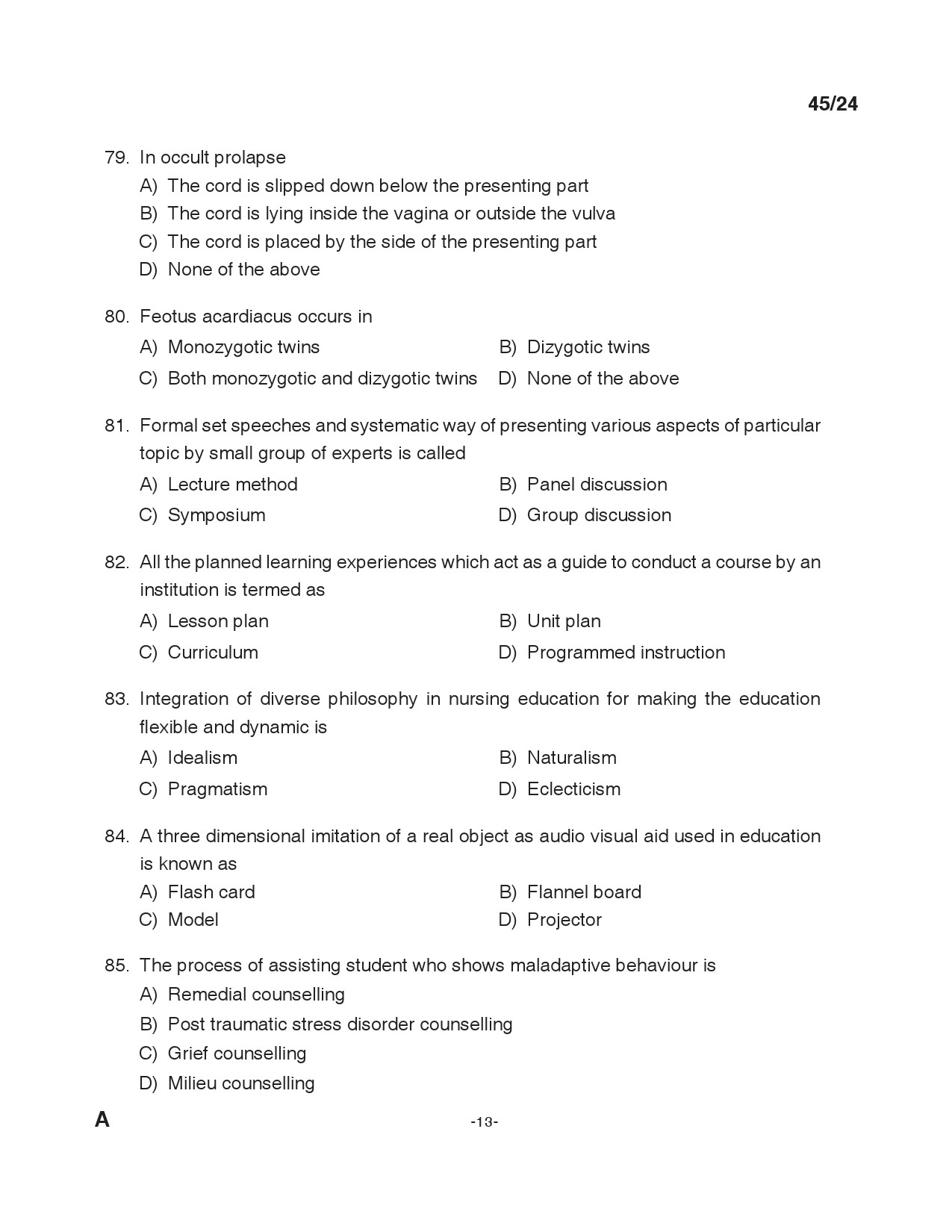 KPSC Staff Nurse Grade II Exam 2024 Code 0452024 12