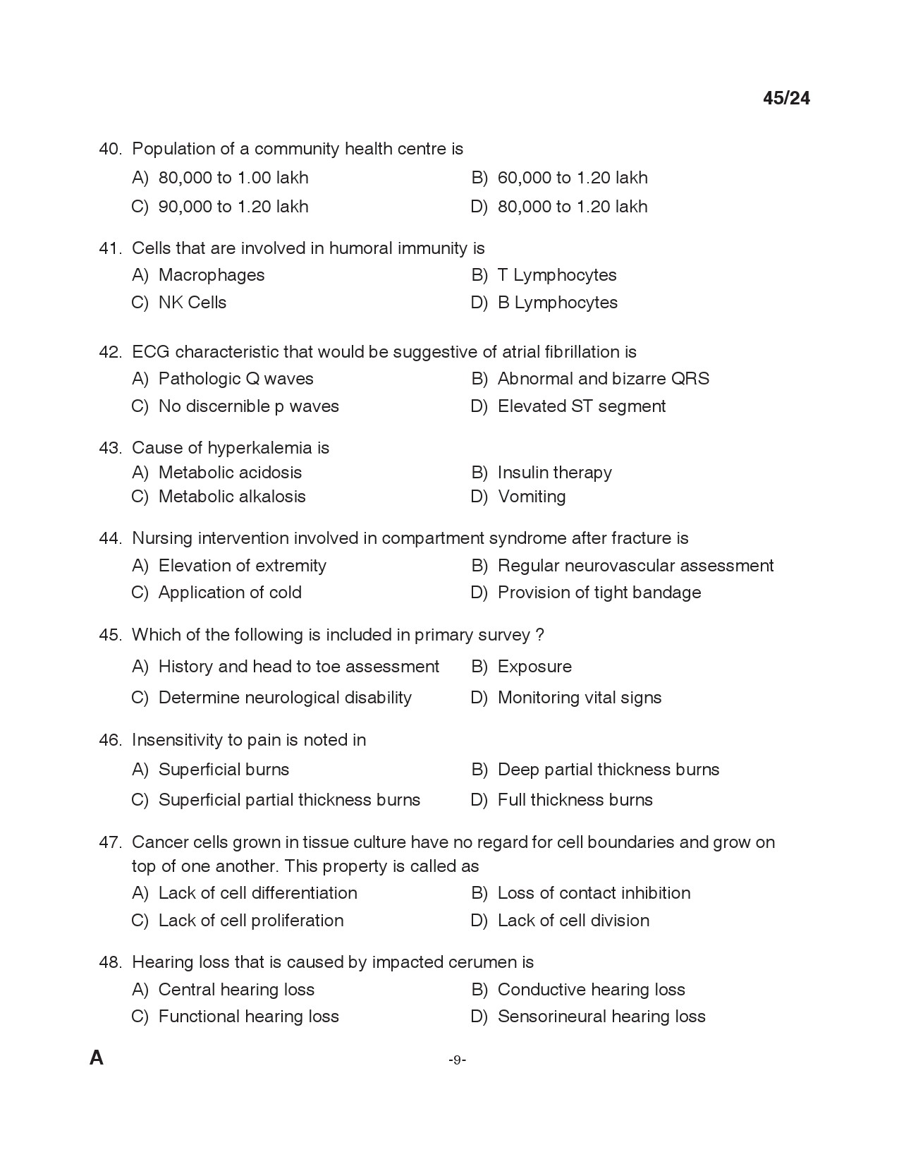 KPSC Staff Nurse Grade II Exam 2024 Code 0452024 8