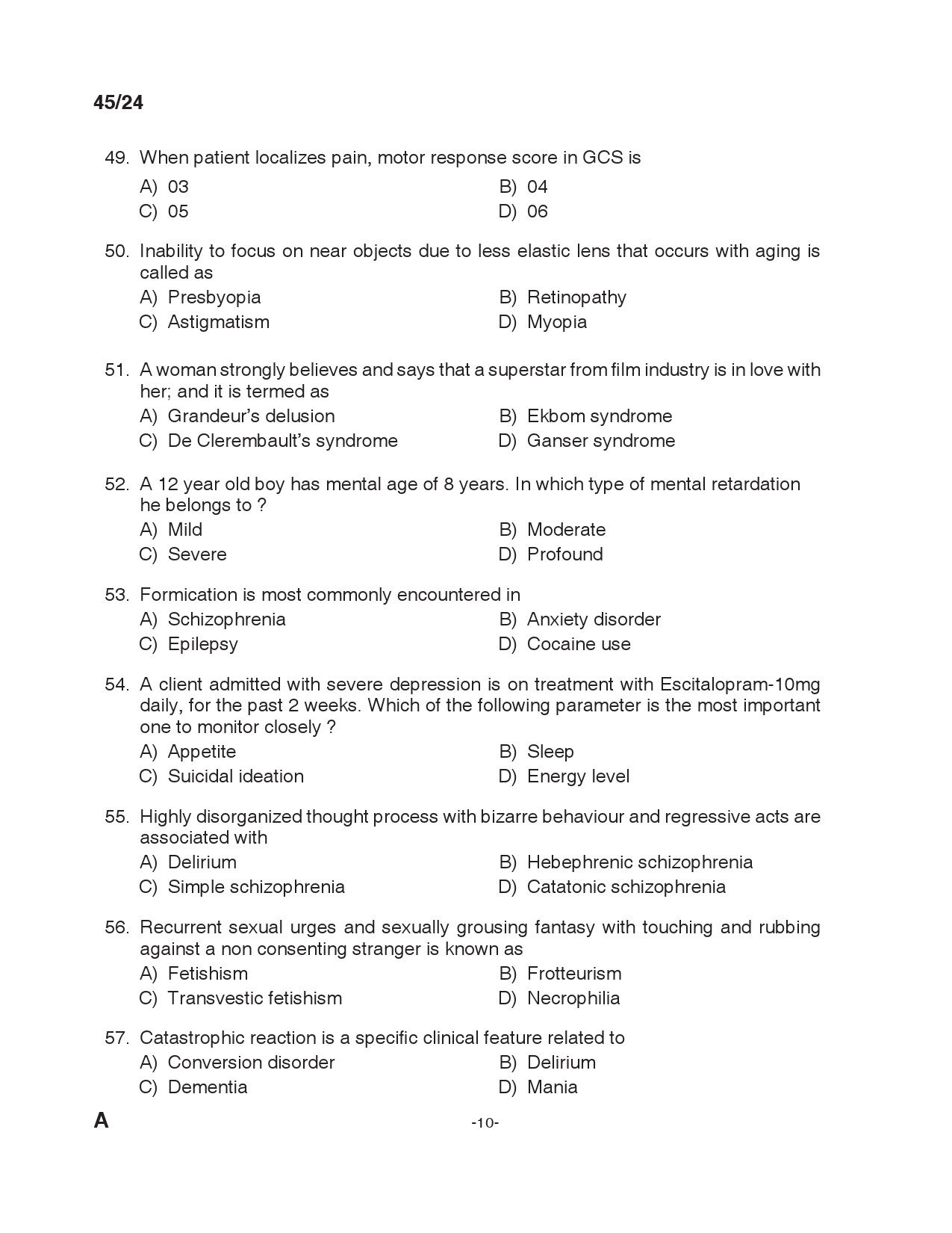 KPSC Staff Nurse Grade II Exam 2024 Code 0452024 9