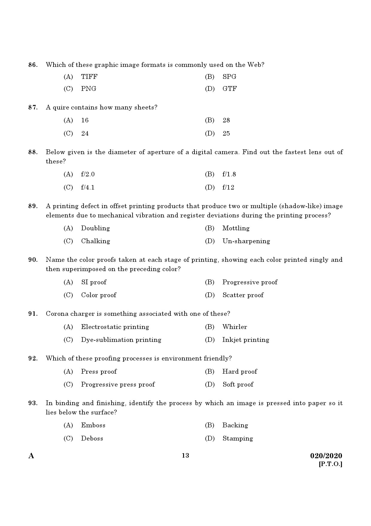 KPSC Offset Machine Operator Grade II Exam 2020 Code 0202020-Offset ...