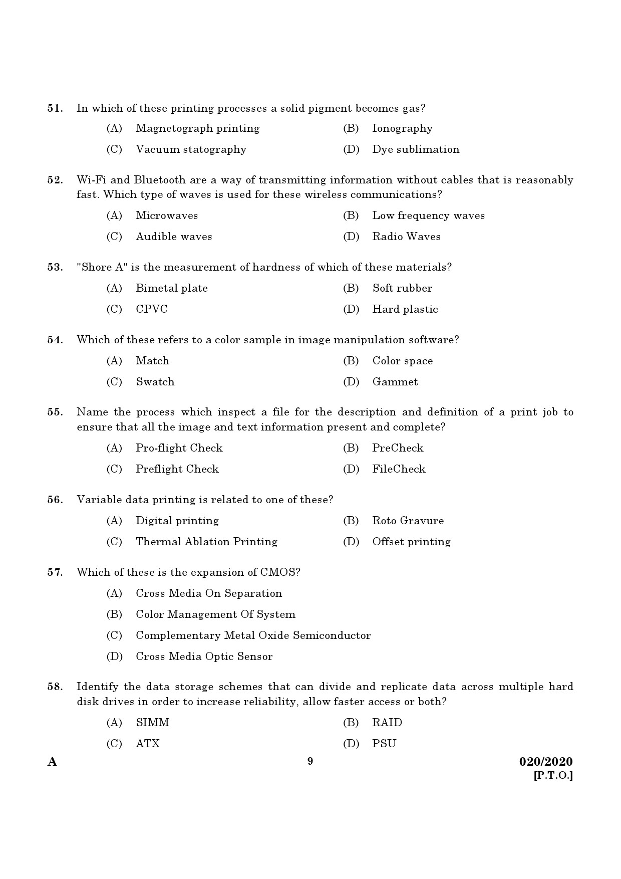 KPSC Offset Machine Operator Grade II Exam 2020 Code 0202020 7