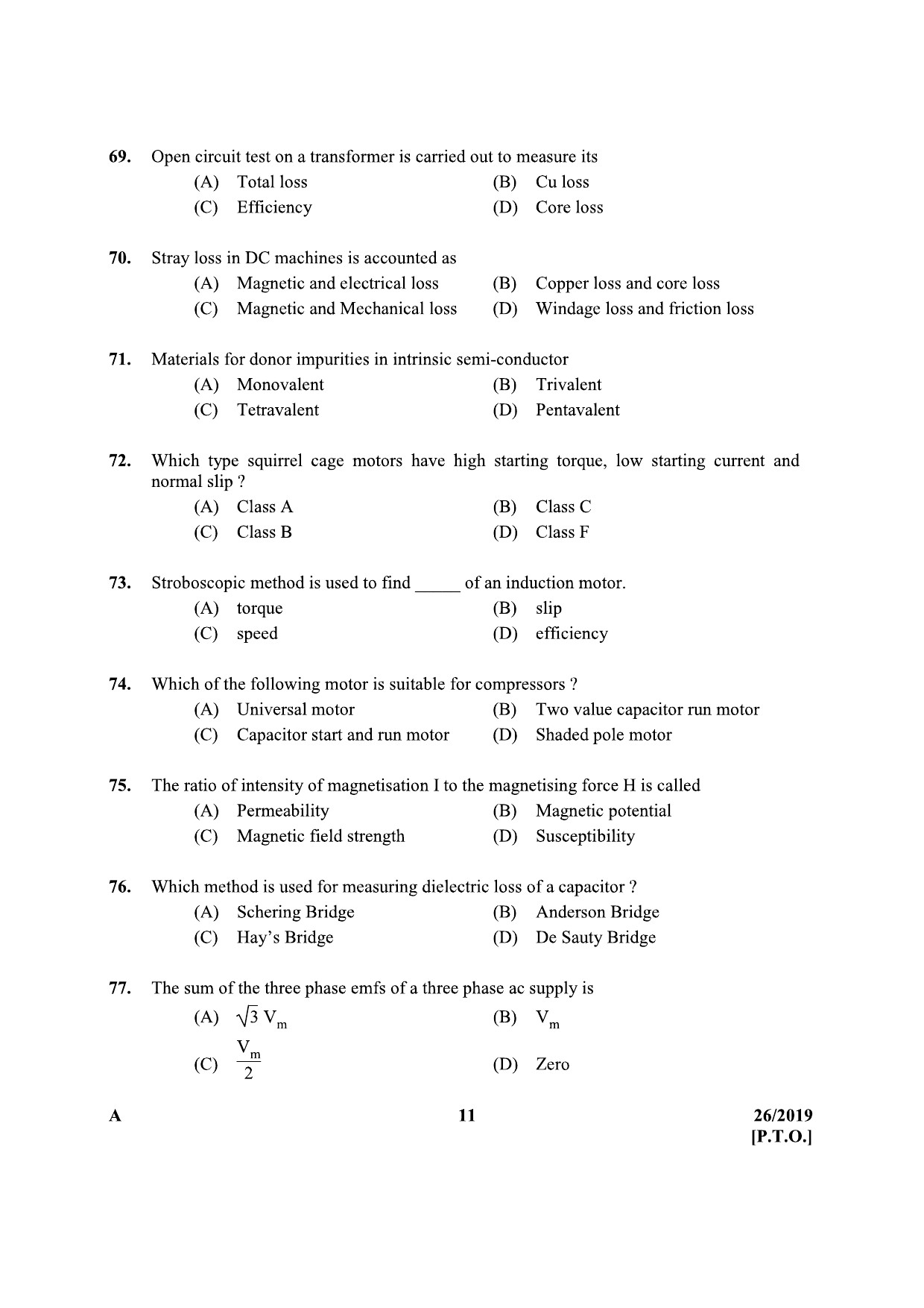 KPSC Furnce Operator Exam 2019 Code 262019 10