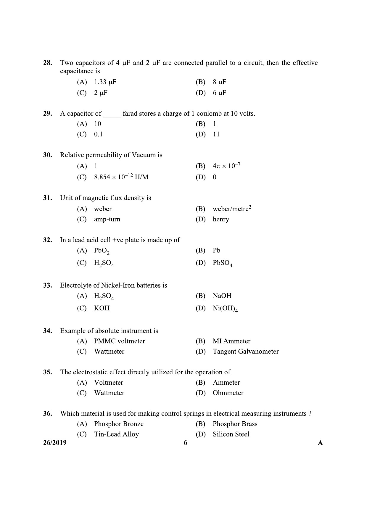 KPSC Furnce Operator Exam 2019 Code 262019 5