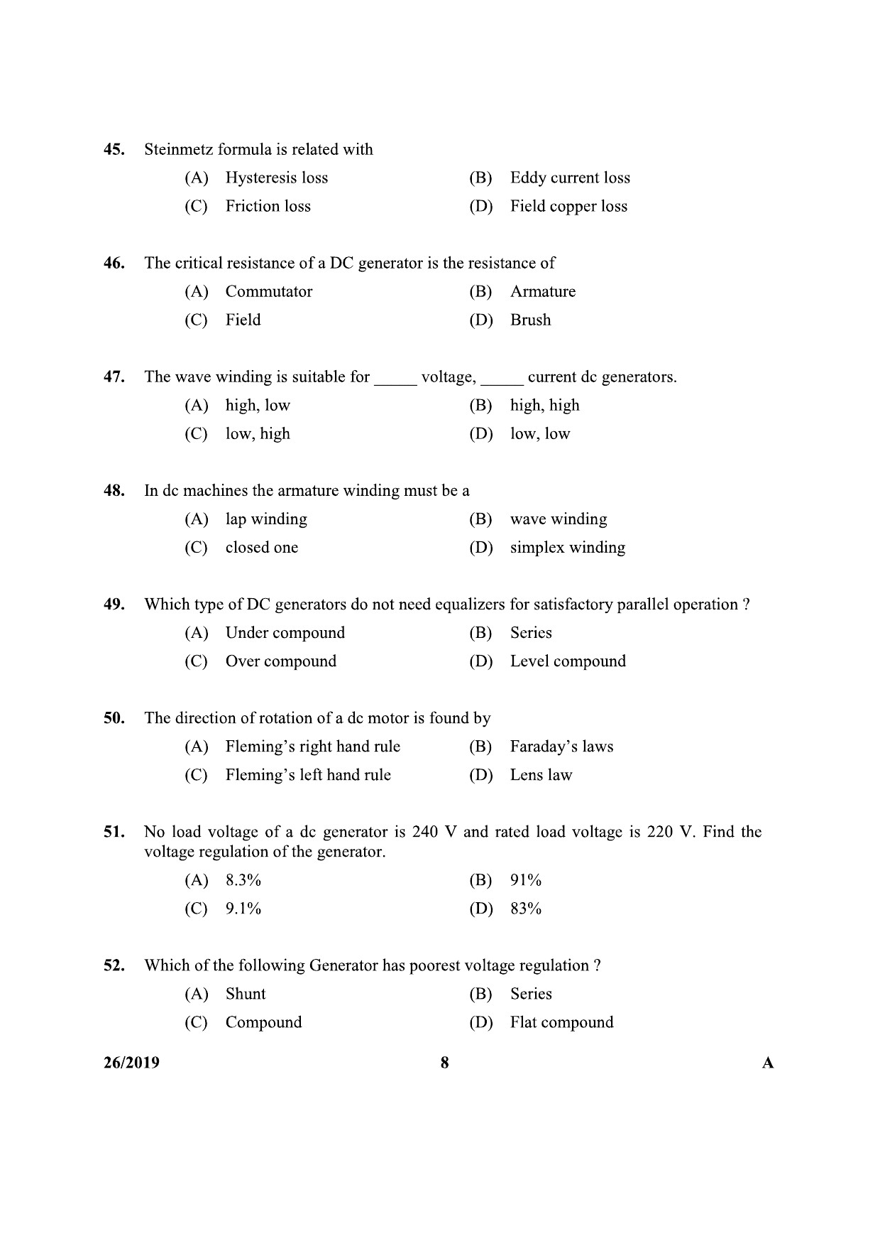 KPSC Furnce Operator Exam 2019 Code 262019 7