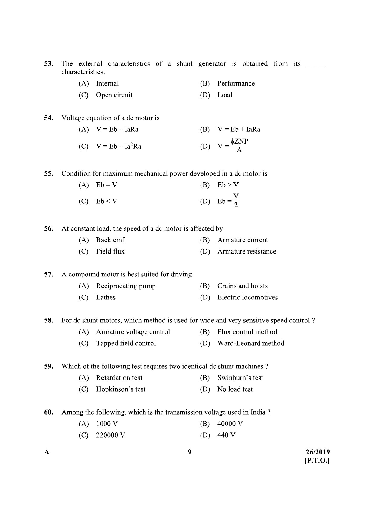 KPSC Furnce Operator Exam 2019 Code 262019 8