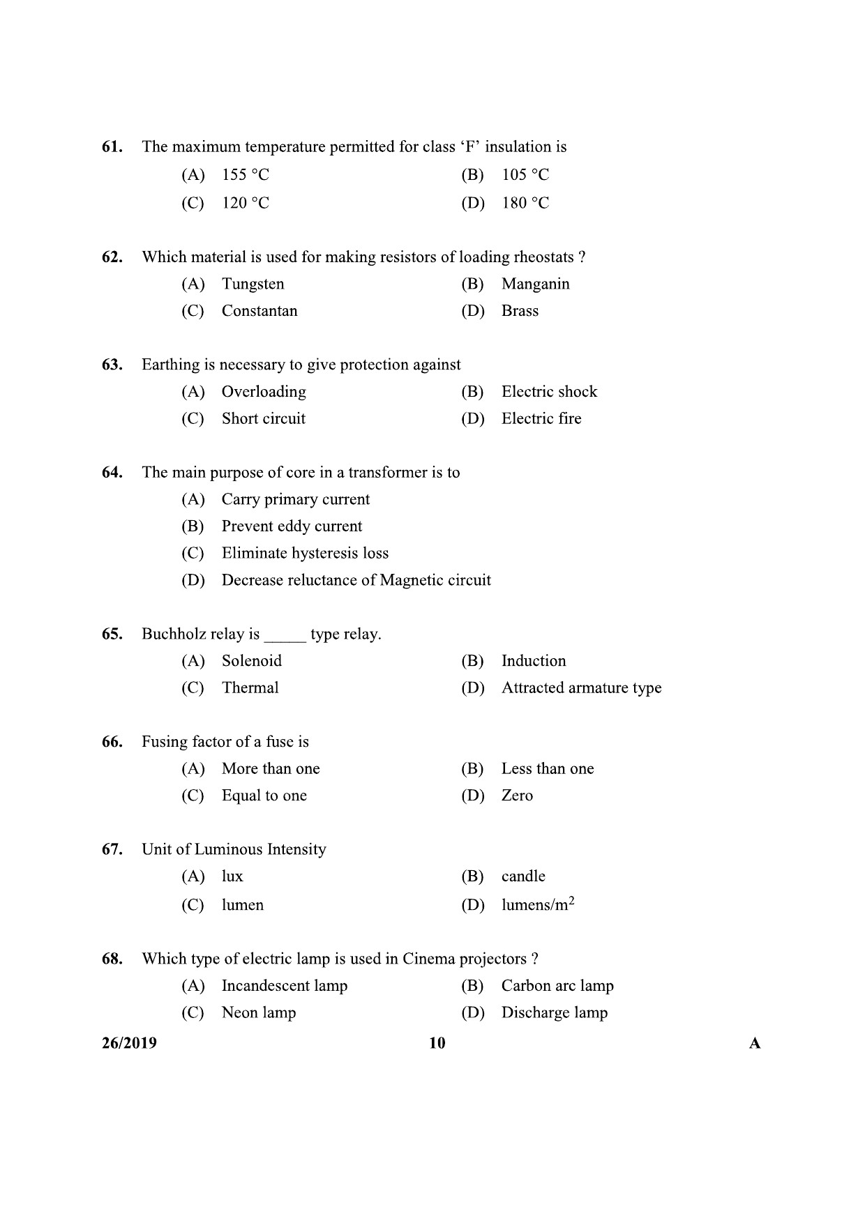 KPSC Furnce Operator Exam 2019 Code 262019 9