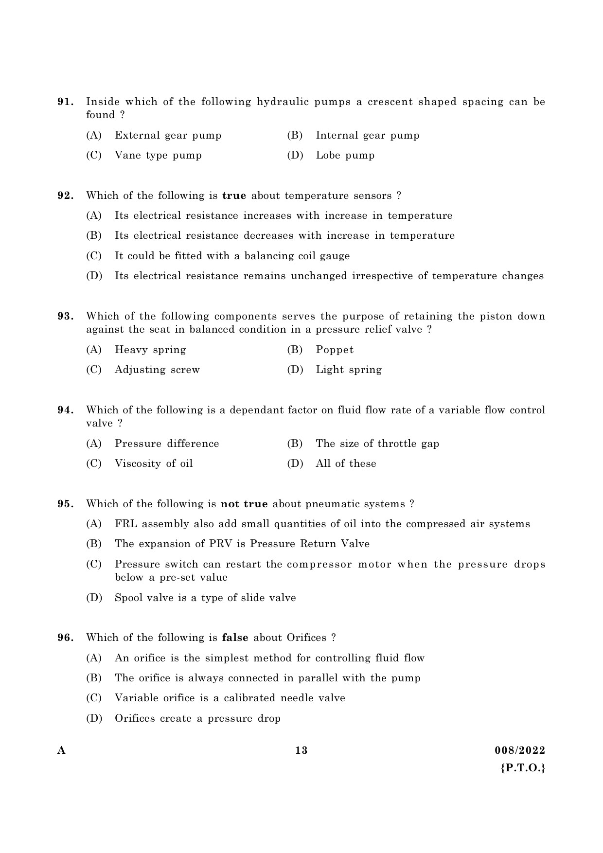 KPSC Operator in Kerala Water Authority Exam 2022 Code 0082022 12