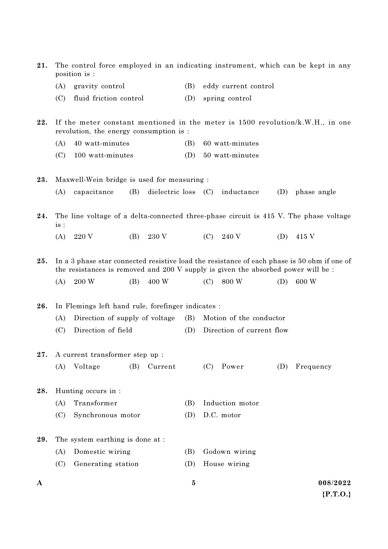 KPSC Operator in Kerala Water Authority Exam 2022 Code 0082022 4