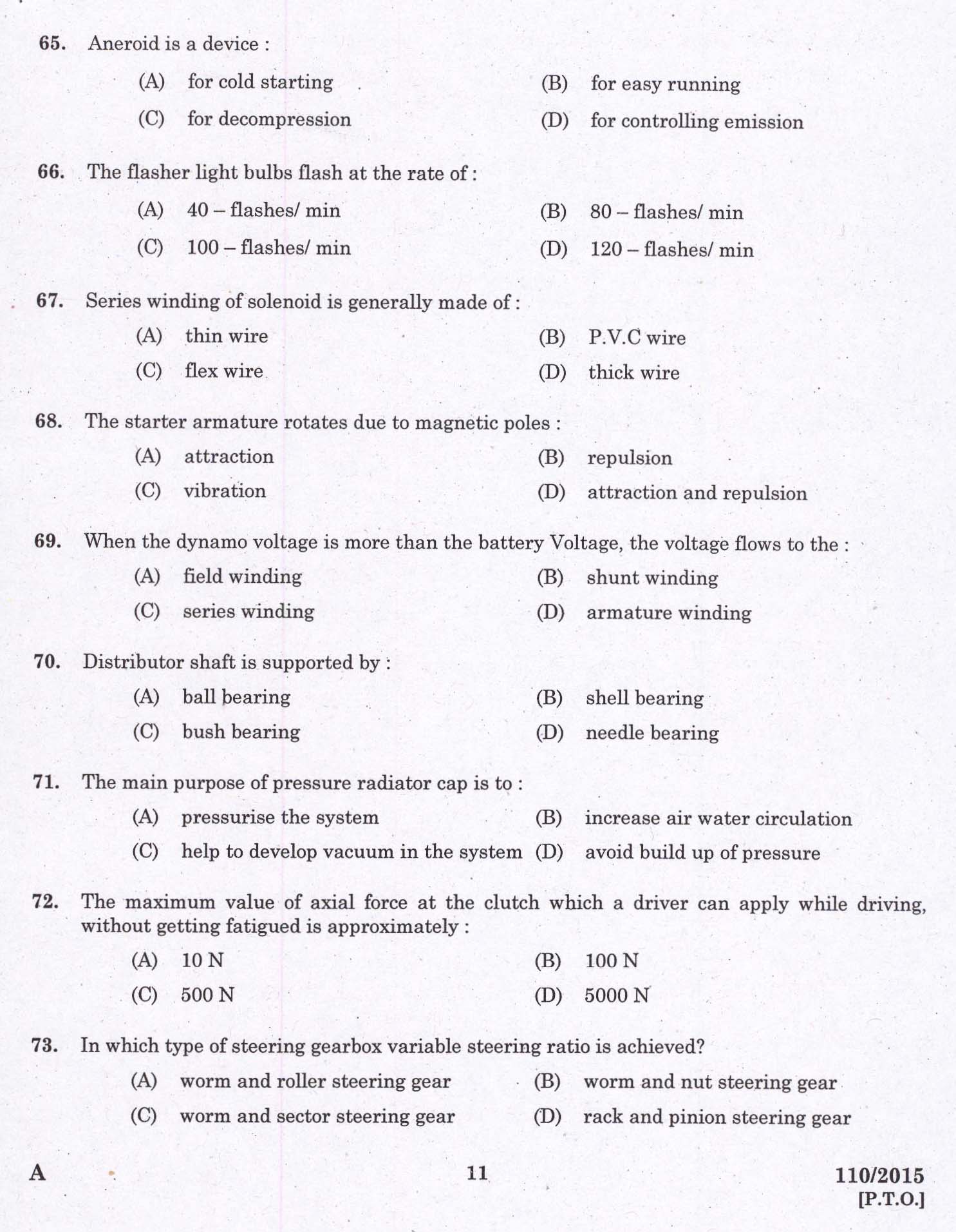 KPSC Pump Operator Ground Water Exam 2015 Code 1102015 9