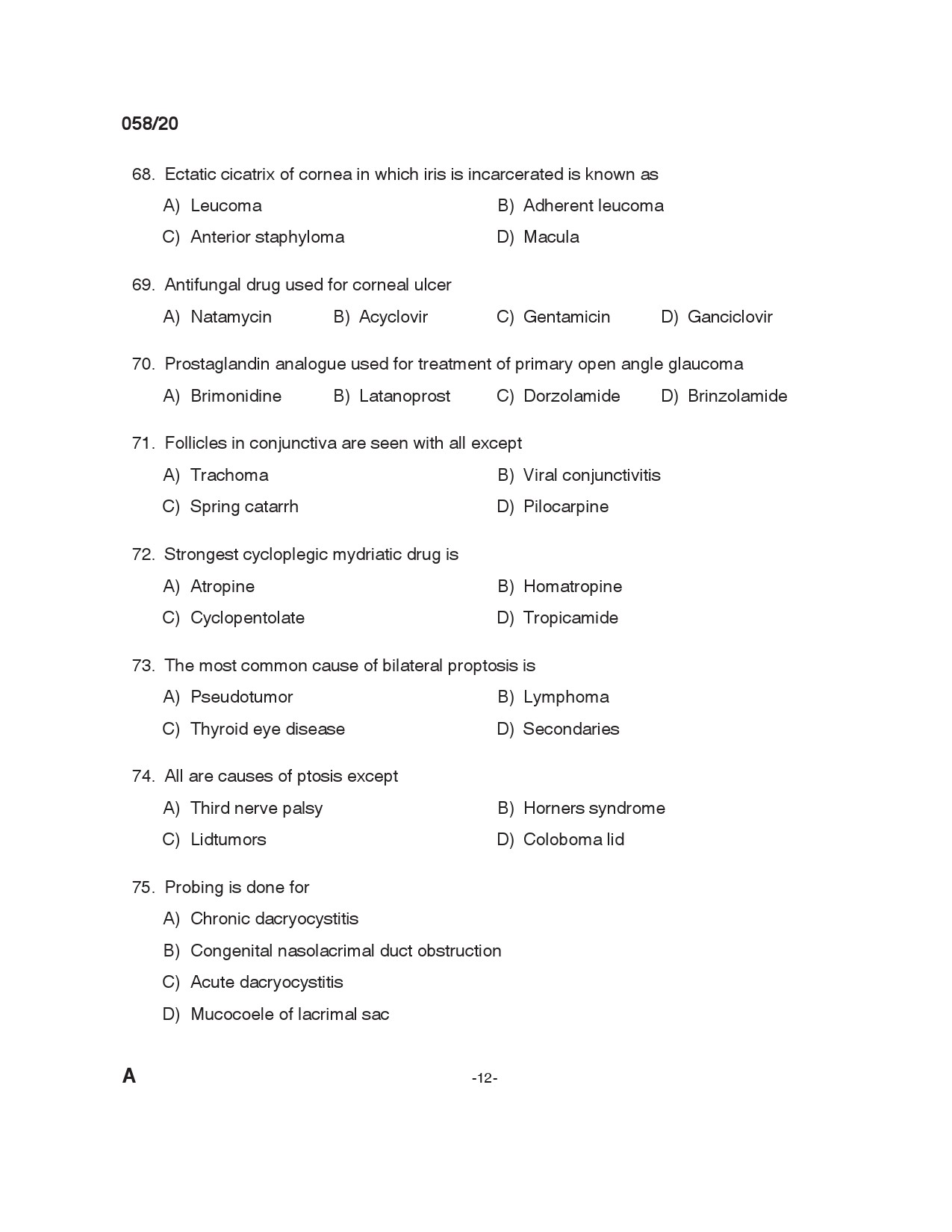 KPSC Optometrist Grade II Exam 2020 Code 0582020 11