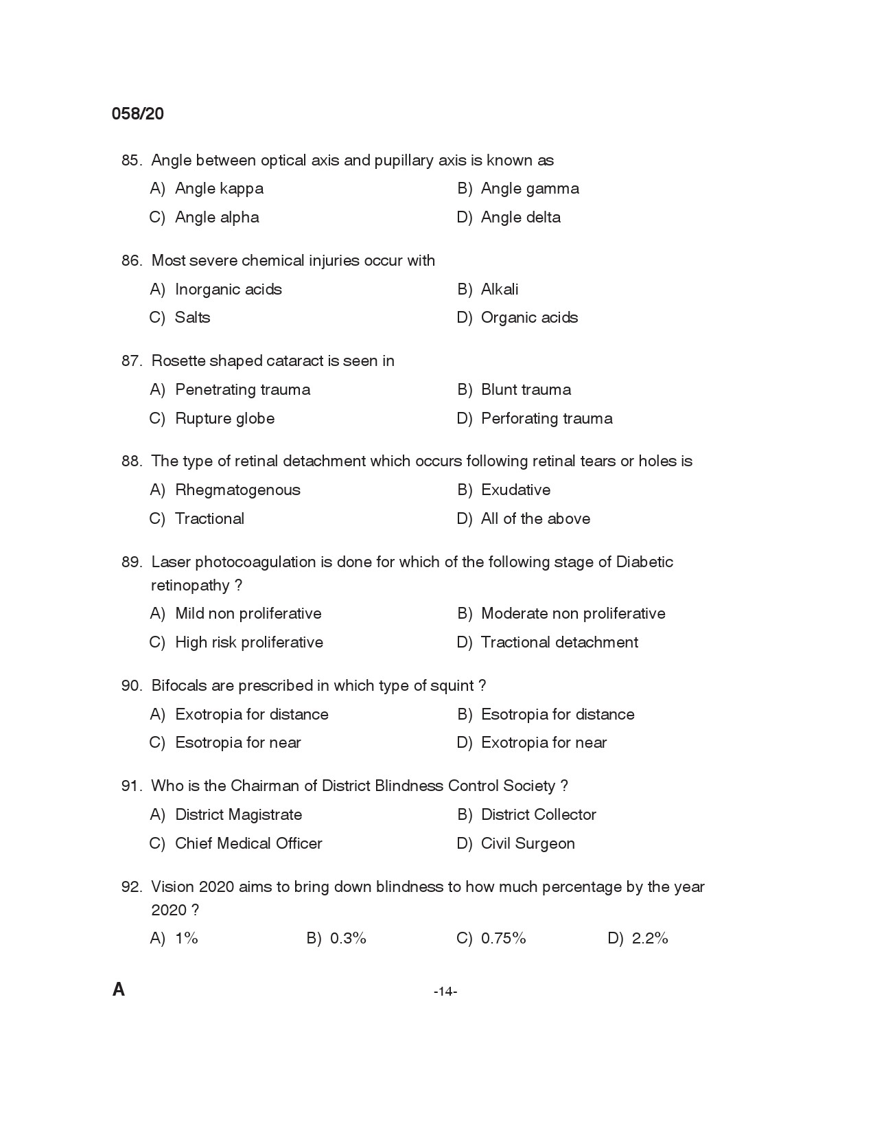 KPSC Optometrist Grade II Exam 2020 Code 0582020 13