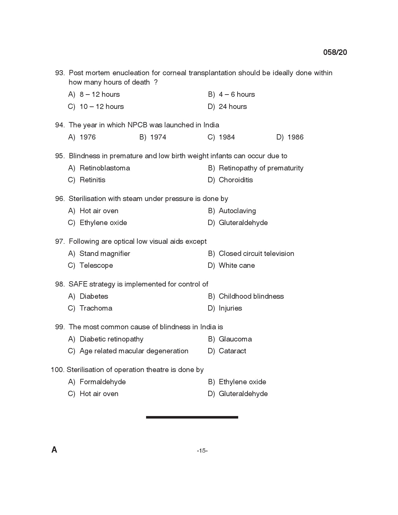 KPSC Optometrist Grade II Exam 2020 Code 0582020 14