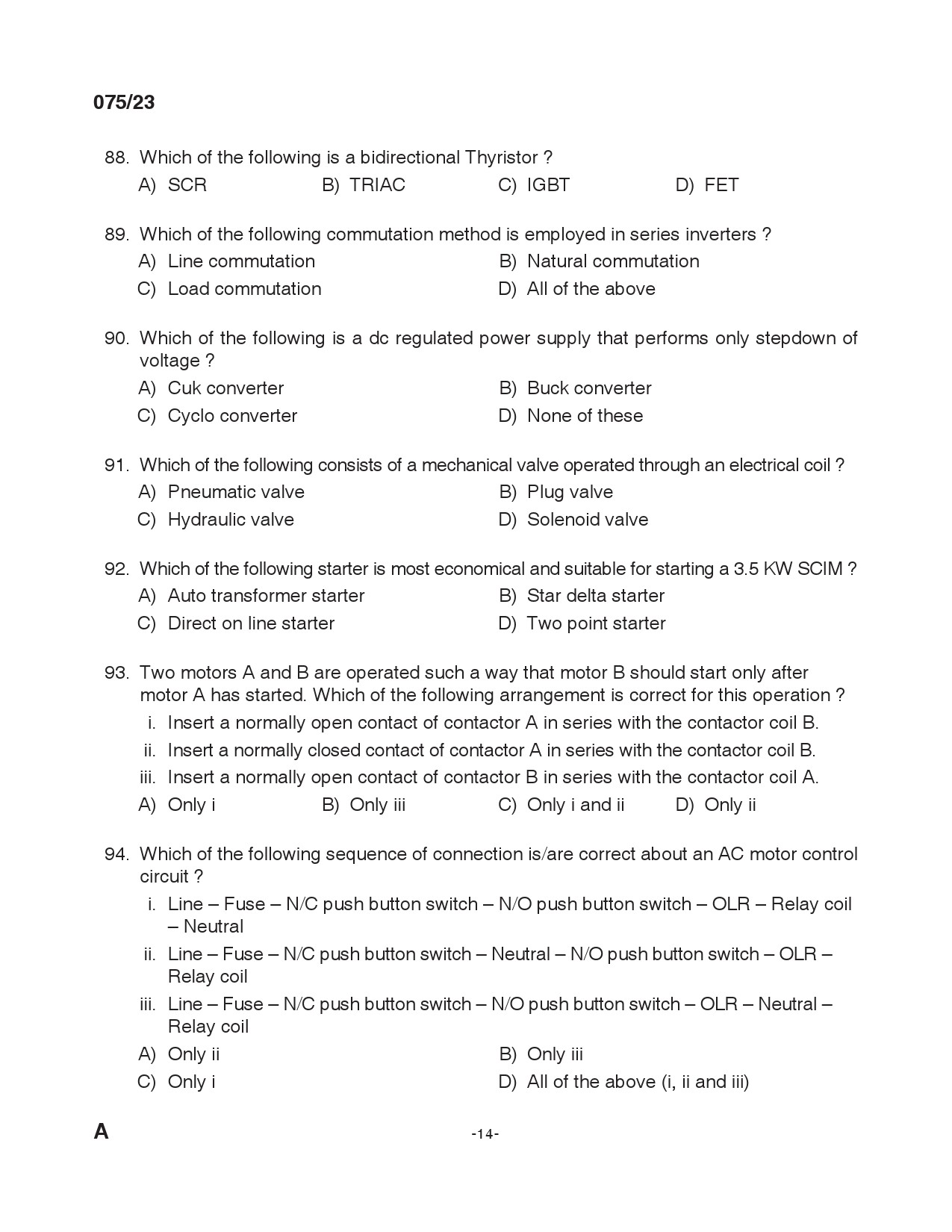 KPSC Overseer Grade II Electrical Exam 2023 Code 0752023 13