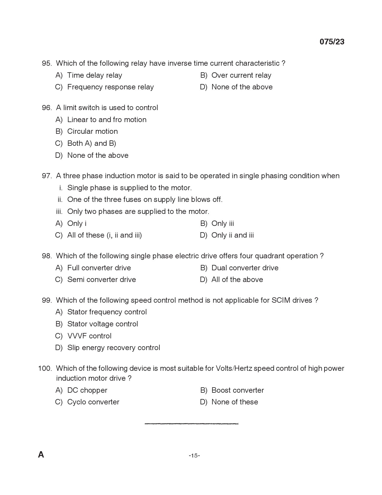 KPSC Overseer Grade II Electrical Exam 2023 Code 0752023 14