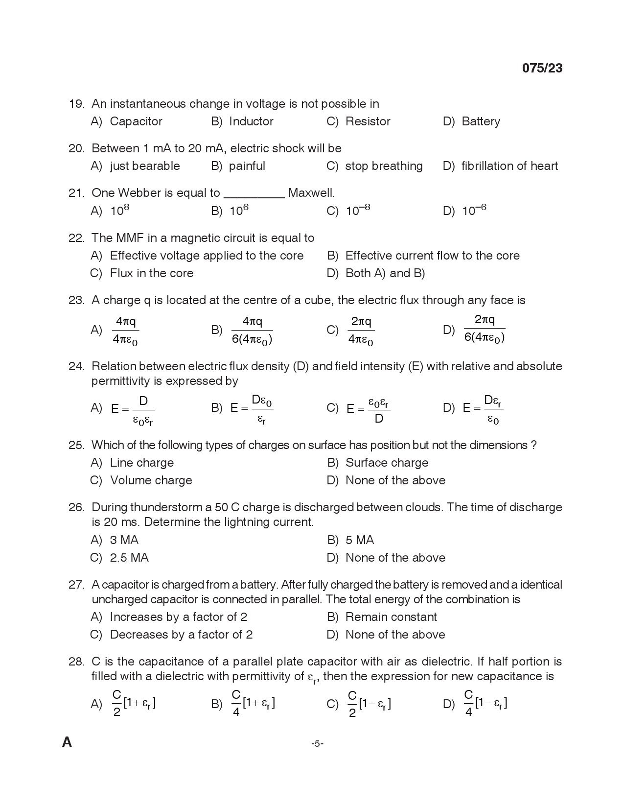 KPSC Overseer Grade II Electrical Exam 2023 Code 0752023 4