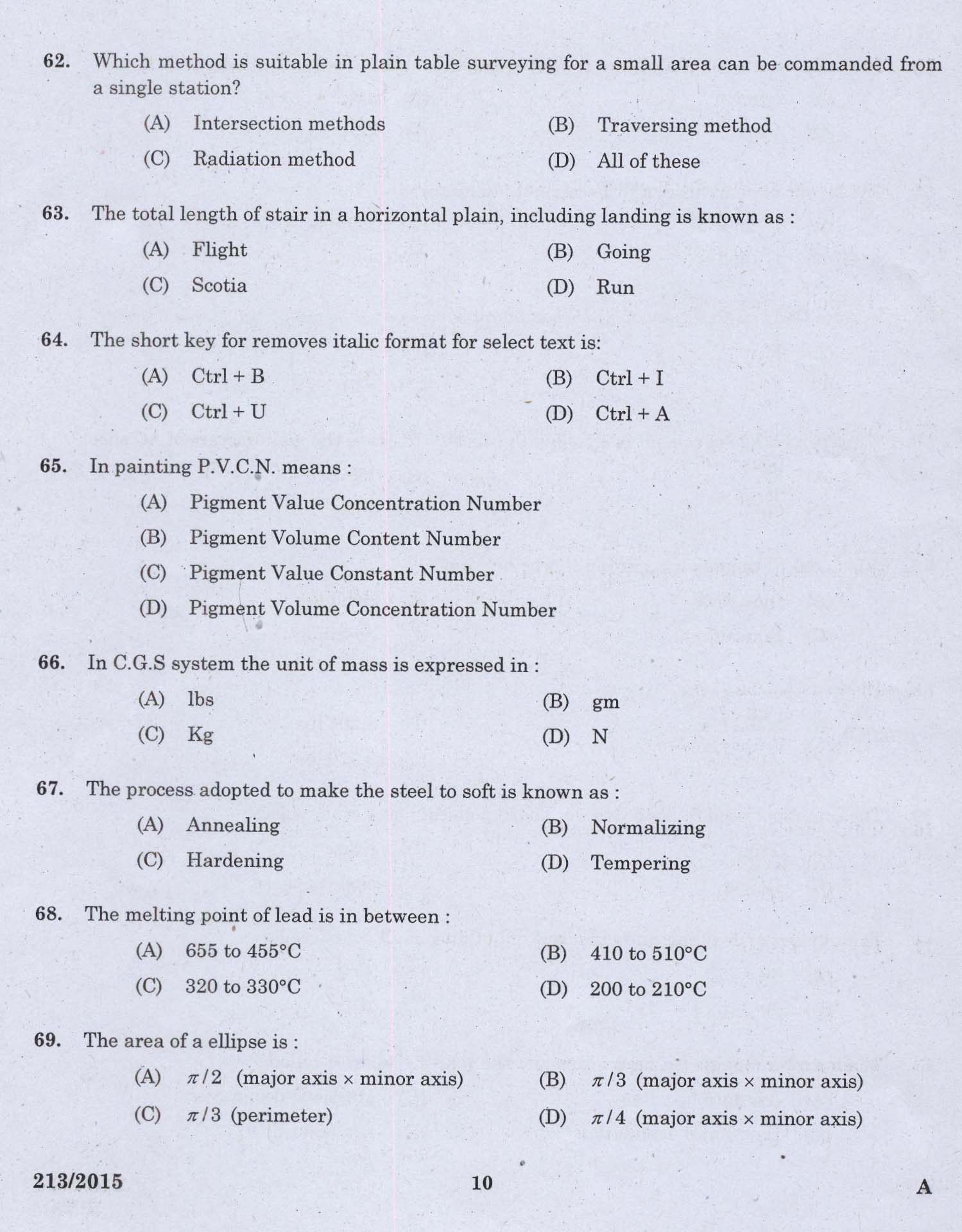 KPSC Second Grade Overseer Exam 2015 Code 2132015 8