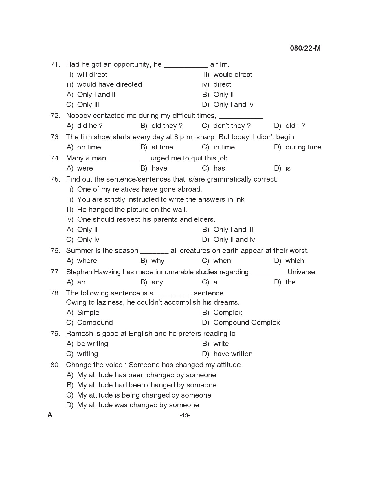 KPSC Plus 2 Level Common Prelims Exam Malayalam Stage I Question Paper 2022 12