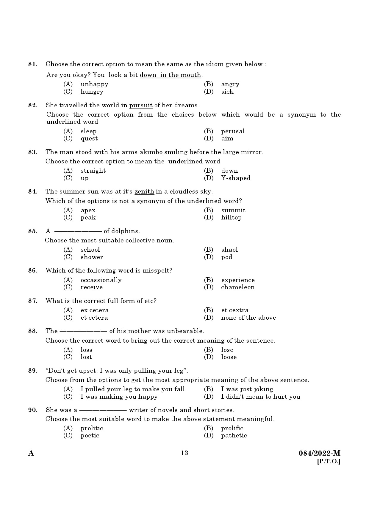 KPSC Plus 2 Level Common Prelims Exam Malayalam Stage II Question Paper 2022 11