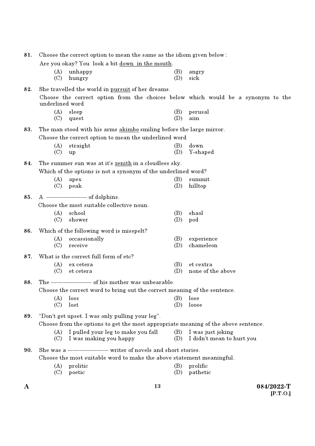 KPSC Plus 2 Level Common Prelims Exam Tamil Stage II Question Paper 2022 11