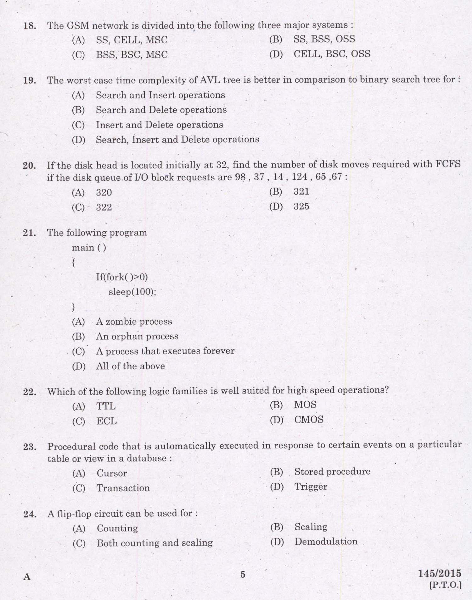 KPSC Programmer Exam 2015 Code 1452015 3