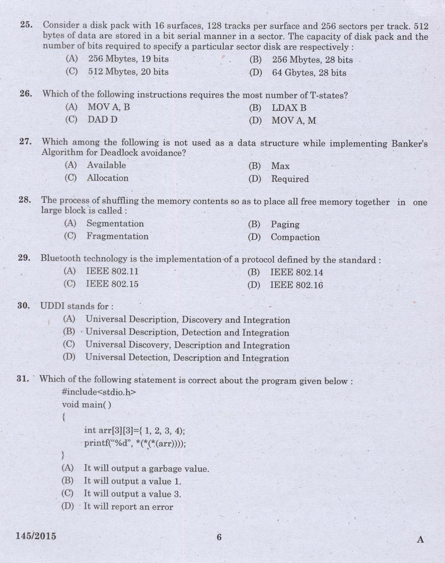 KPSC Programmer Exam 2015 Code 1452015 4