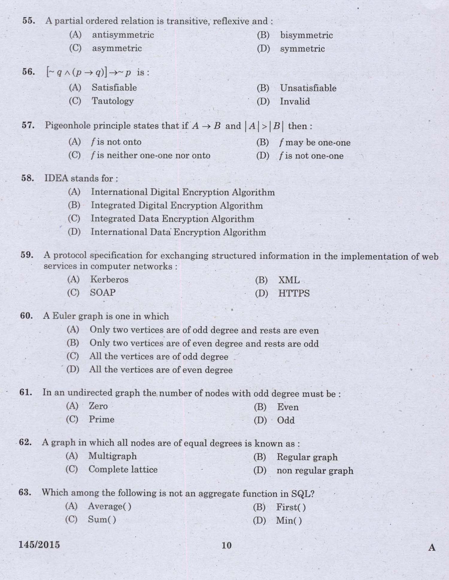 KPSC Programmer Exam 2015 Code 1452015 8