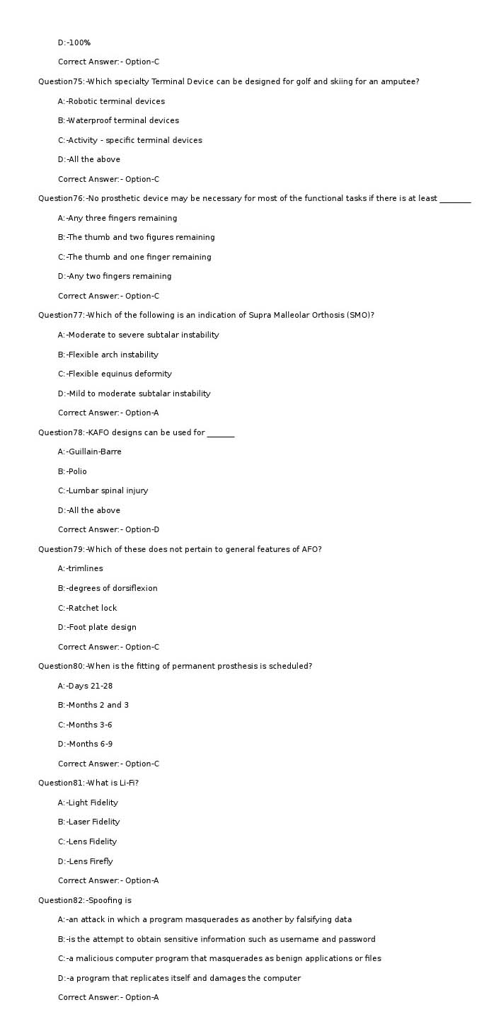 KPSC Prosthetic and Orthotic Engineer Exam 2020 Code 122020OL 10