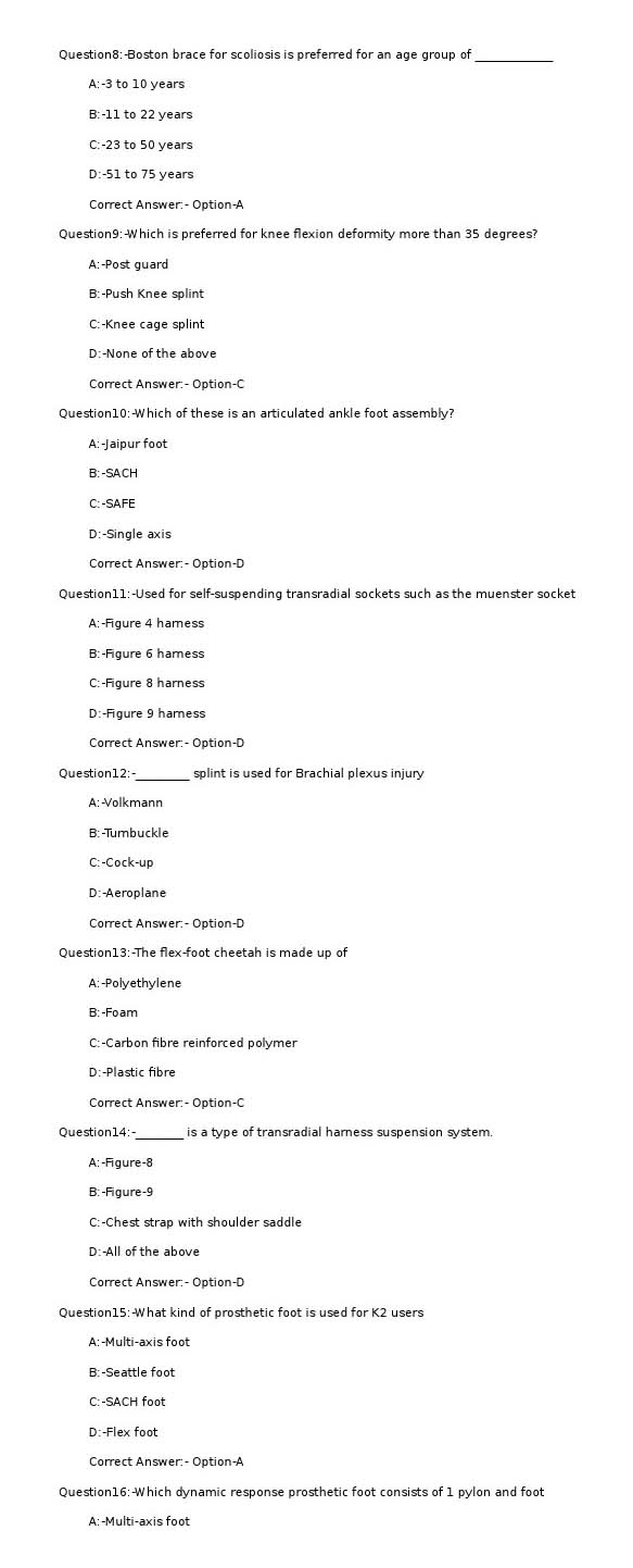 KPSC Prosthetic and Orthotic Engineer Exam 2020 Code 122020OL 2