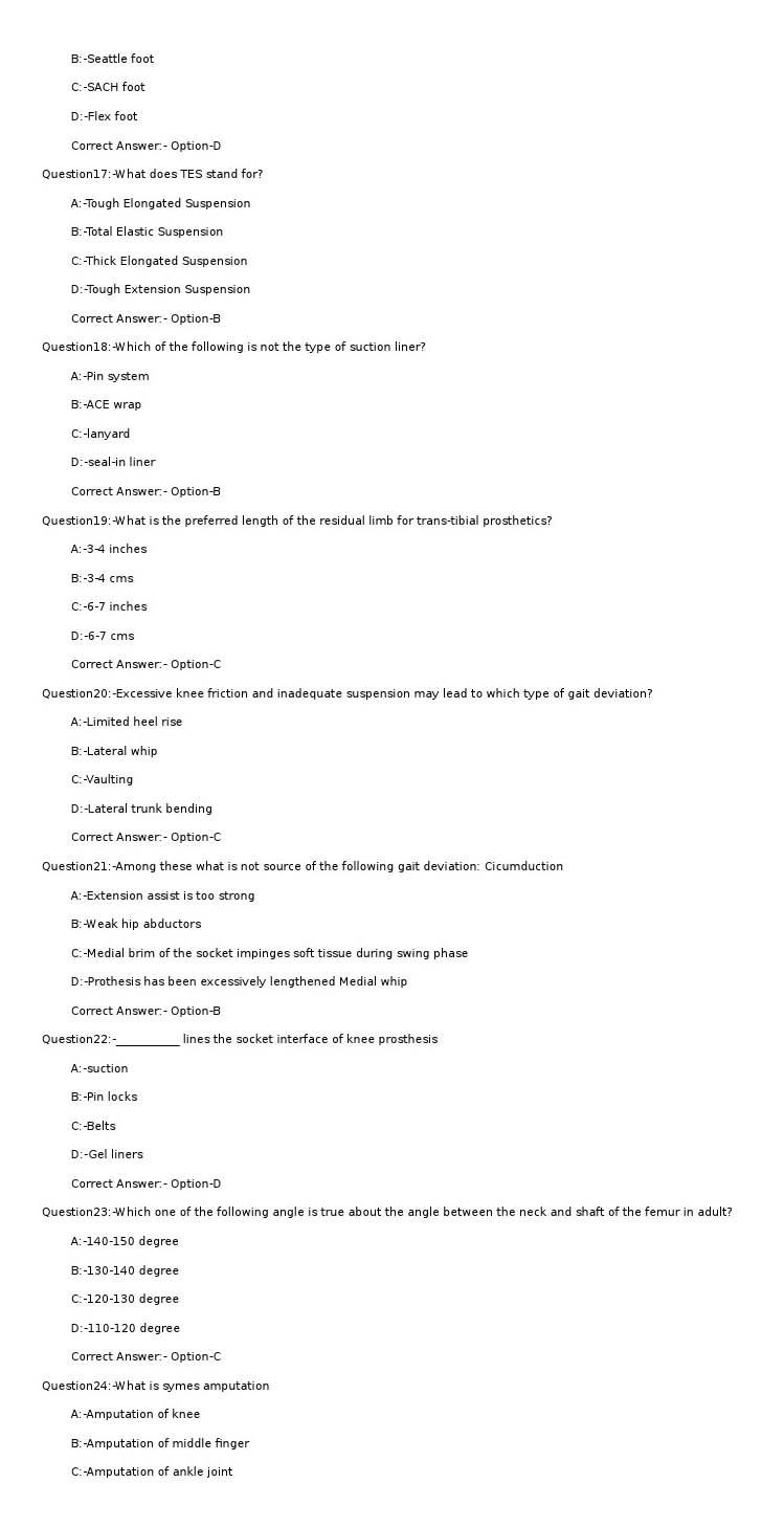 KPSC Prosthetic and Orthotic Engineer Exam 2020 Code 122020OL 3