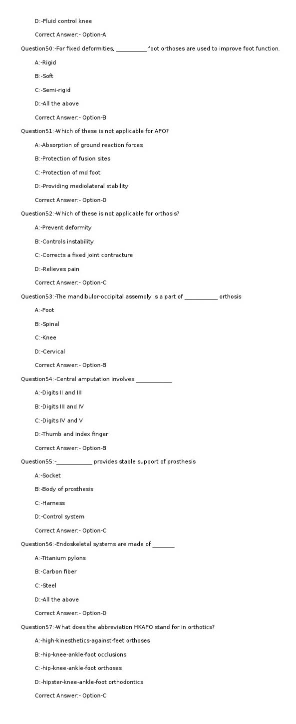 KPSC Prosthetic and Orthotic Engineer Exam 2020 Code 122020OL 7